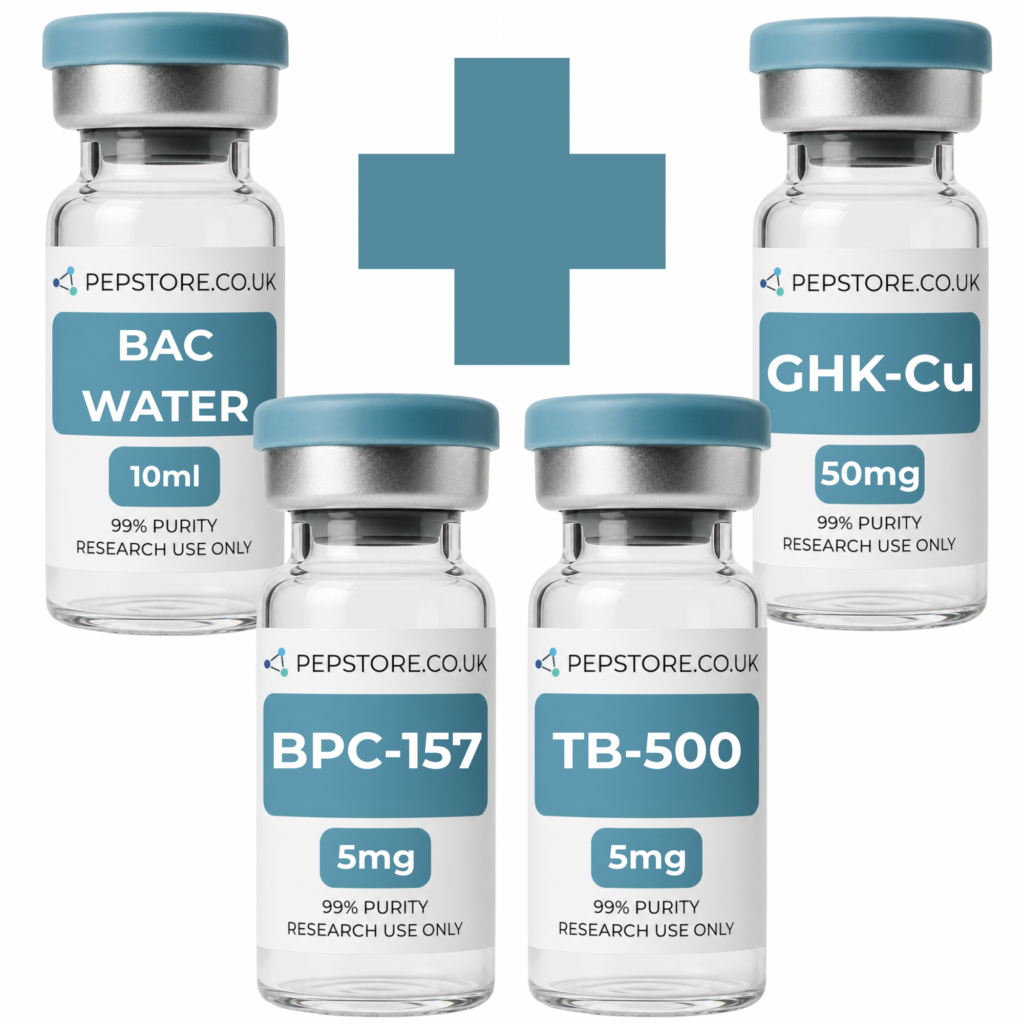 (glow) 60mg research bundle ghk cu, bpc 157, tb 500 + free bac water